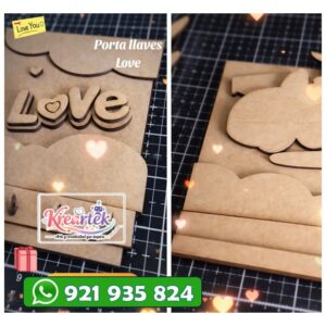 MDF - Porta Llave LOVE - Sin pintar